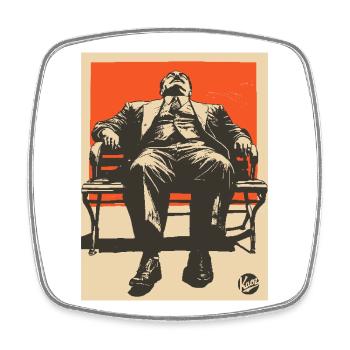 Propaganda Boreout Man on Bench - Square fridge magnet - white - Front
