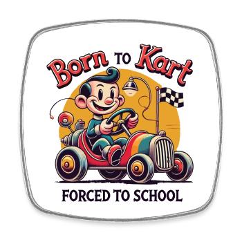 Geboren Zum Kartfahren Retro Cartoon Go-Kart - Viereckiger Kühlschrankmagnet - Weiß - Vorne