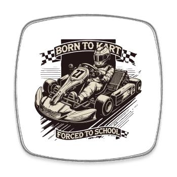Go-Kart Leidenschaft Retro Look Born To Kart - Viereckiger Kühlschrankmagnet - Weiß - Vorne