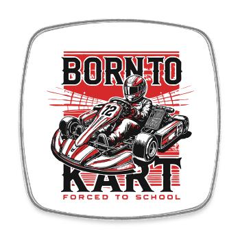 Born To Kart Retro Look Perfekt Für Kart-Fans - Viereckiger Kühlschrankmagnet - Weiß - Vorne