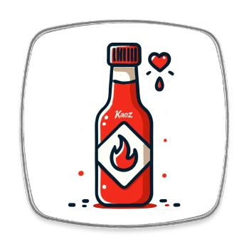 Flaming, hot and spicy sauce - Square fridge magnet - white - Front