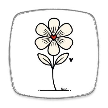Flower with heart - Square fridge magnet - white - Front