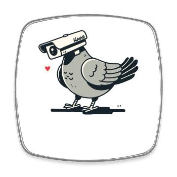 Pigeon caméra comme pigeon caméra de surveillance - Magnet carré - blanc - Devant