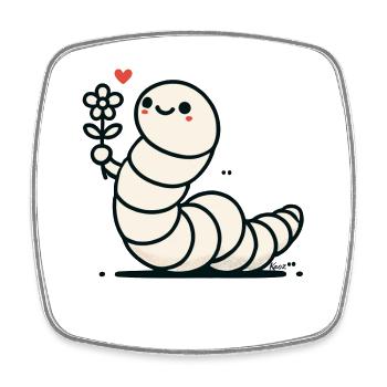 Funny Worm with Flower - Square fridge magnet - white - Front