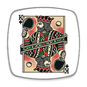 Retro Table Tennis King Playing Card Classic - Square fridge magnet - white - Front