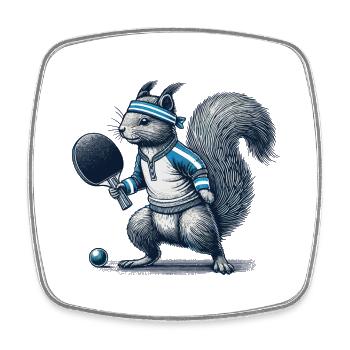 Retro Table Tennis Squirrel Motif - Square fridge magnet - white - Front