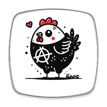 Funny Anarchy Chicken - Square fridge magnet - white - Front