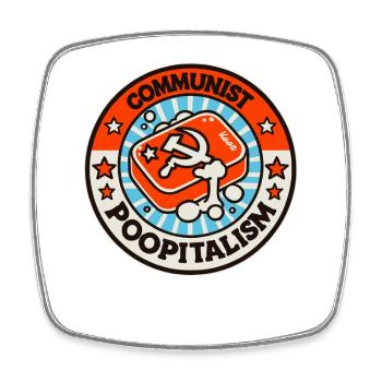 Feuilleton parodique communiste : Contre le poopitalisme - Magnet carré - blanc - Devant