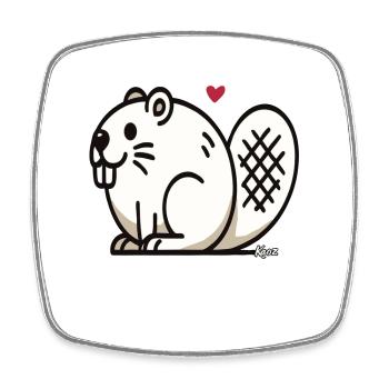 Funny fat beaver - Square fridge magnet - white - Front