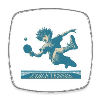 Anime Retro Tischtennis Kunstwerk - Viereckiger Kühlschrankmagnet - Weiß - Vorne