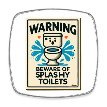 Attention: Beware of splashing toilets - Square fridge magnet - white - Front