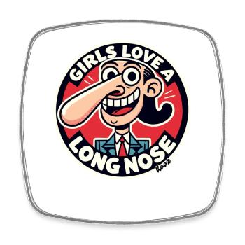 Girls love a long nose - Square fridge magnet - white - Front