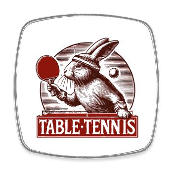 Hase Tischtennis Vintage Retro Look - Viereckiger Kühlschrankmagnet - Weiß - Vorne