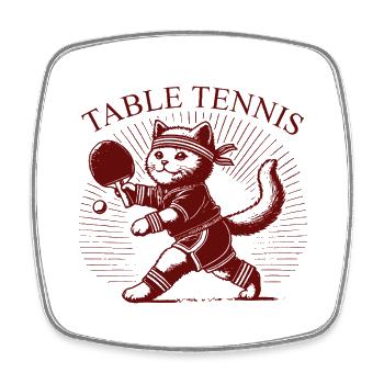 Niedliche Katze Tischtennis Retro Vintage Design - Viereckiger Kühlschrankmagnet - Weiß - Vorne