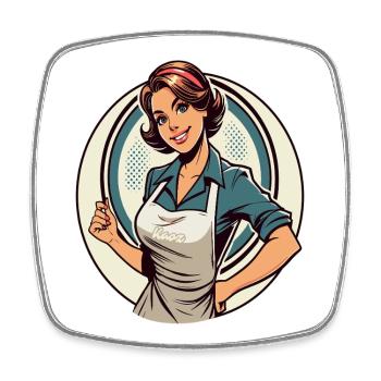 Moderne Tradwife Hausfrauen Vibes - Viereckiger Kühlschrankmagnet - Weiß - Vorne