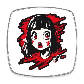 Cartoon-Mädchen - Viereckiger Kühlschrankmagnet - Weiß - Vorne