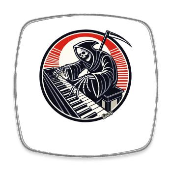 Lustiges Skelett am Klavier - Viereckiger Kühlschrankmagnet - Weiß - Vorne
