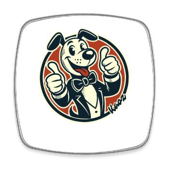 Lustiger Retro Hund Daumen Hoch - Viereckiger Kühlschrankmagnet - Weiß - Vorne