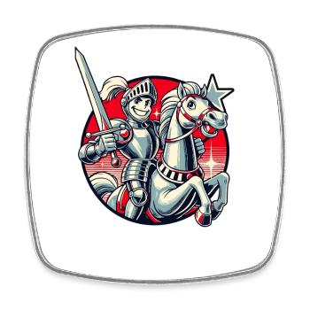 Chevalier médiéval sur son cheval - Magnet carré - blanc - Devant