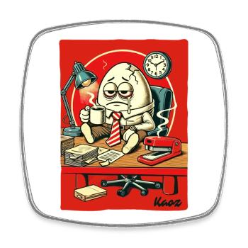 Oeuf de bureau fatigué avec du café - Magnet carré - blanc - Devant