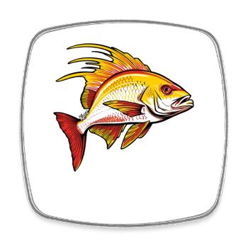 Roter und goldener Fisch - Viereckiger Kühlschrankmagnet - Weiß - Vorne
