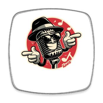 Coole Musik, Retro-Mikrofon Sonnenbrille und Hut - Viereckiger Kühlschrankmagnet - Weiß - Vorne