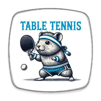 Hamster Retro Vintage Tischtennis Fan Design - Viereckiger Kühlschrankmagnet - Weiß - Vorne