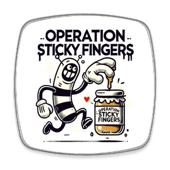 Operation klebrige Finger, lustiger Honig-Dieb - Viereckiger Kühlschrankmagnet - Weiß - Vorne