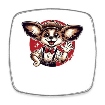 Drôle Rétro Papillon Chien - Magnet carré - blanc - Devant