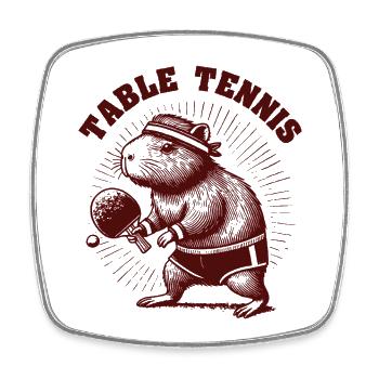 Capybara Vintage Tischtennis Spieler Retro Look - Viereckiger Kühlschrankmagnet - Weiß - Vorne
