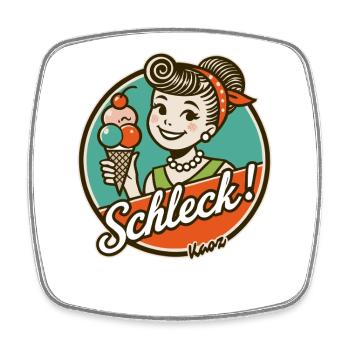 Lécher! Femme rétro avec glace - Magnet carré - blanc - Devant