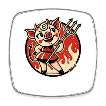 Evil piggy demon from hell - Square fridge magnet - white - Front