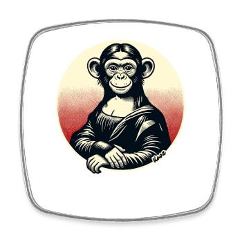 Mona-Affe – Verspieltes Affenmotiv - Viereckiger Kühlschrankmagnet - Weiß - Vorne