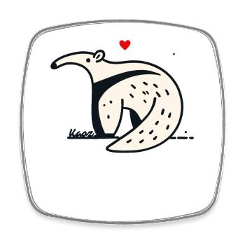 Drôle de fourmilier avec cœur - Magnet carré - blanc - Devant