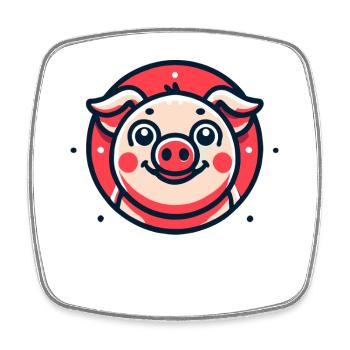 Lustiges kleines Schwein - Viereckiger Kühlschrankmagnet - Weiß - Vorne