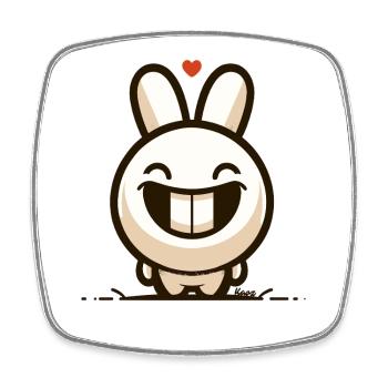 Lustiger Hase mit großem Lächeln - Viereckiger Kühlschrankmagnet - Weiß - Vorne