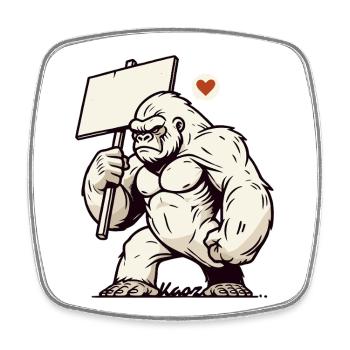 Wild gorilla, your text on a sign - Square fridge magnet - white - Front