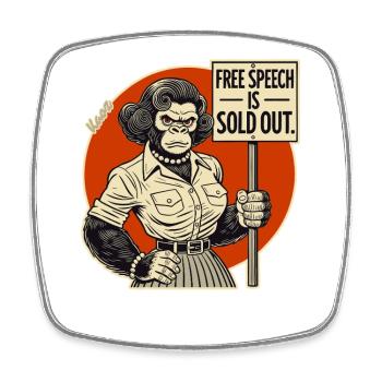 Gorilla with a shield: Freedom of expression sold out - Square fridge magnet - white - Front