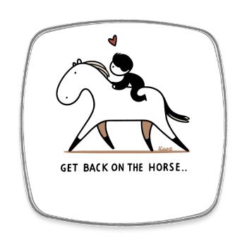 Motif d’équitation mignon, dos au cheval - Magnet carré - blanc - Devant