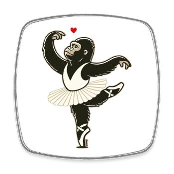 Funny dance design with ballerina gorilla - Square fridge magnet - white - Front