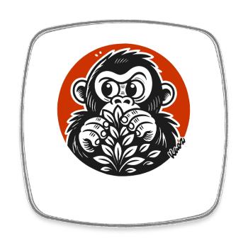 Versteckter Affe: Lustiges Gorilla Cartoon - Viereckiger Kühlschrankmagnet - Weiß - Vorne