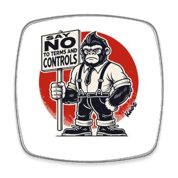 Gorilla-Protest: Sag Nein zu Regeln & Kontrolle! - Viereckiger Kühlschrankmagnet - Weiß - Vorne