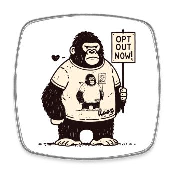 Gorilla mit Schild: Jetzt abmelden! - Viereckiger Kühlschrankmagnet - Weiß - Vorne