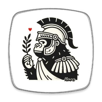 Spartan gorilla with laurel branch - Square fridge magnet - white - Front
