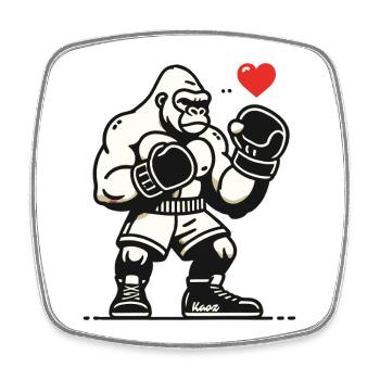 Boxer-Gorilla mit Herz - Viereckiger Kühlschrankmagnet - Weiß - Vorne