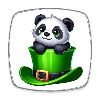 Saint-Patrick Panda Cylindre Trèfle - Magnet carré - blanc - Devant