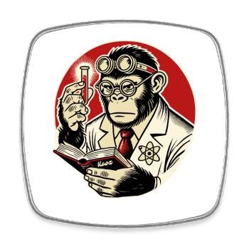 Scientist gorilla with test tube - Square fridge magnet - white - Front