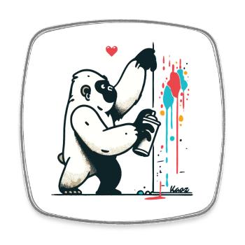 Graffiti gorilla with spray can - Square fridge magnet - white - Front