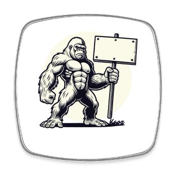Strong gorilla with a blank shield: Your text here! - Square fridge magnet - white - Front