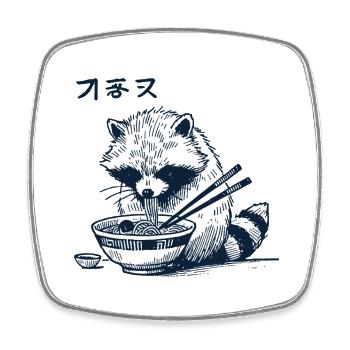Ukiyo-E Waschbär Ramen Nudeln Retro Japan Kawaii - Viereckiger Kühlschrankmagnet - Weiß - Vorne